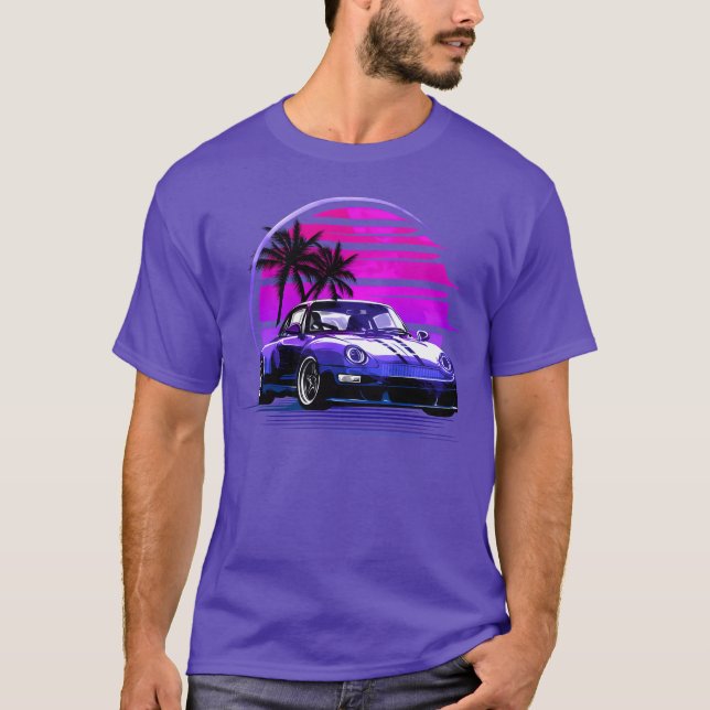 Vaporwave Sunset 80S Car retro friends friend T Shirt (Framsida)
