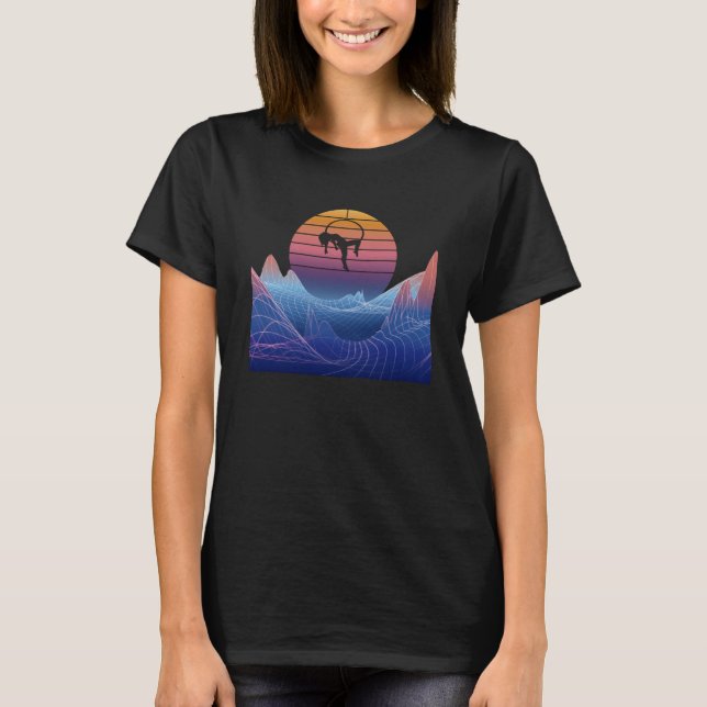 Vaporwave Sunset Aerial Luft Acrobatic Aerial Yoga T Shirt (Framsida)