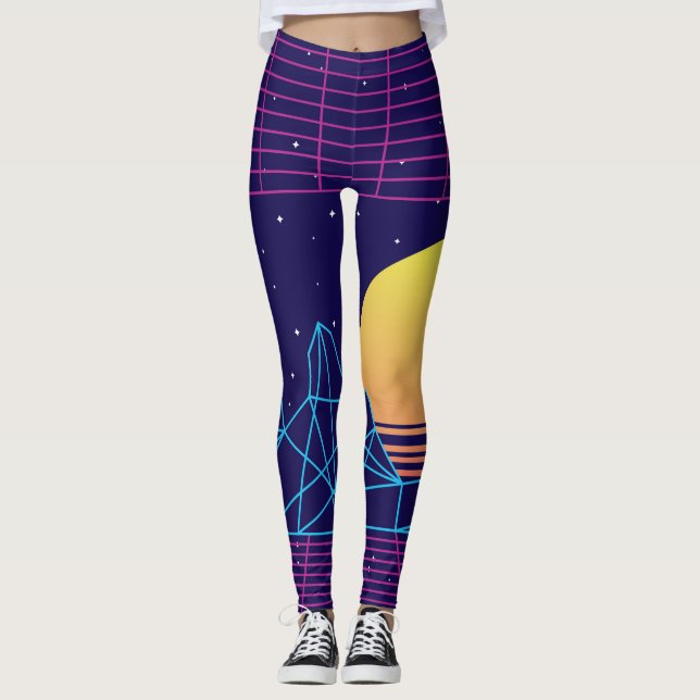 Vaporwave Sunset Leggings (Framsida)