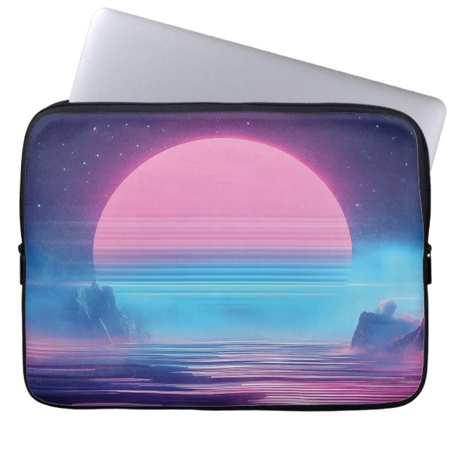 Vaporwave Sunset Ligcape,Retro-Futuristiska Design Laptop Fodral (Framsidan)
