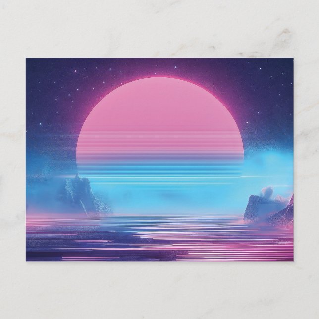 Vaporwave Sunset Ligcape,Retro-Futuristiska Design Vykort (Framsida)