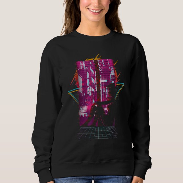 Vaporwave Synth Sad Girl Retro Design T Shirt (Framsida)