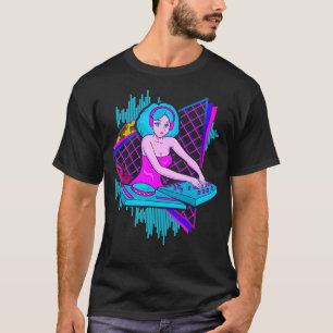 Vaporwave Synthwave DJ Girl 1980- och 1990-talsgåv T Shirt