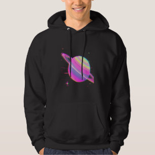 Vaporwave Synthwave Glitch Saturn 90 s Y2K Aest Hoodie