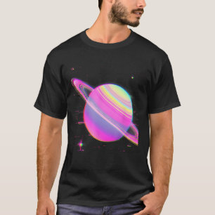 Vaporwave Synthwave Glitch Saturn 90 s Y2K Aest T Shirt