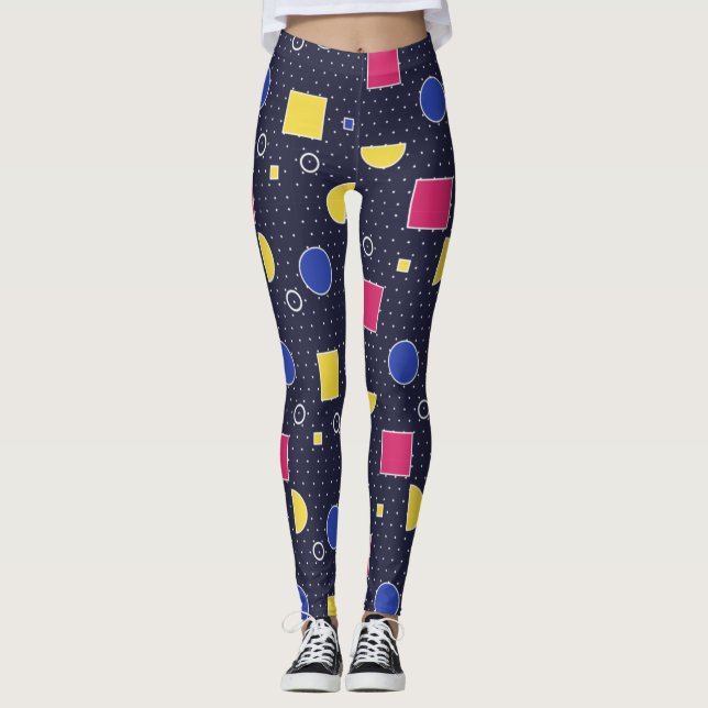 Vaporwave Synthwave Memphis Retro Stil Leggings (Framsida)