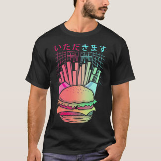 Vaporwave Synthwave Retrowave Burger and Fries Fas T Shirt
