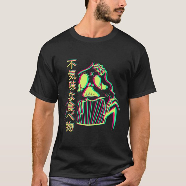 Vaporwave Synthwave Retrowave Otaku Creepy Food Cu T Shirt (Framsida)