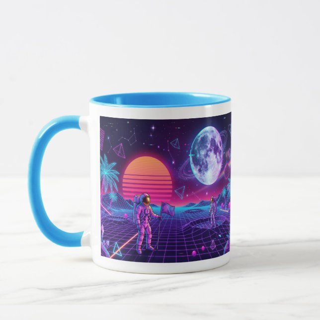 Vaporwave Synthwave Rymdfarare 90-tal Retro Mugg (Vänster)