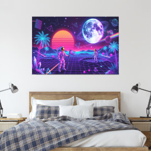 Vaporwave Synthwave Rymdmän Retro Konst Canvastryck