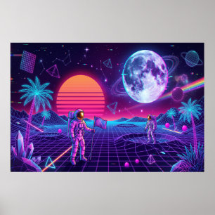 Vaporwave Synthwave Rymdmän Retro Konst Poster
