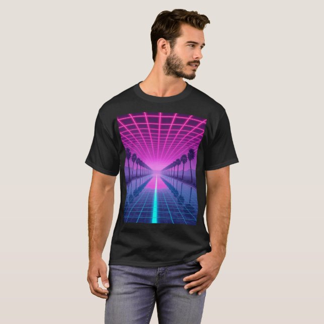 "Vaporwave T-shirt", "Retro 80-tals tröja", "Synth T Shirt (Hel framsida)