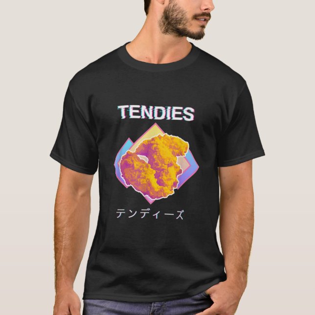 Vaporwave Tendies Chicken Tenders Japanska Kanji T T Shirt (Framsida)