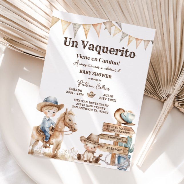 Vaquerito Cowboyspansk Western babystötare Inbjudningar (Skapare uppladdad)