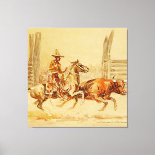 Vaquero och steer av Edward Borein Canvastryck