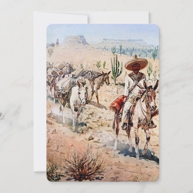 “Vaquero Pack Train” av Edward Borein Inbjudningar (Framsida)