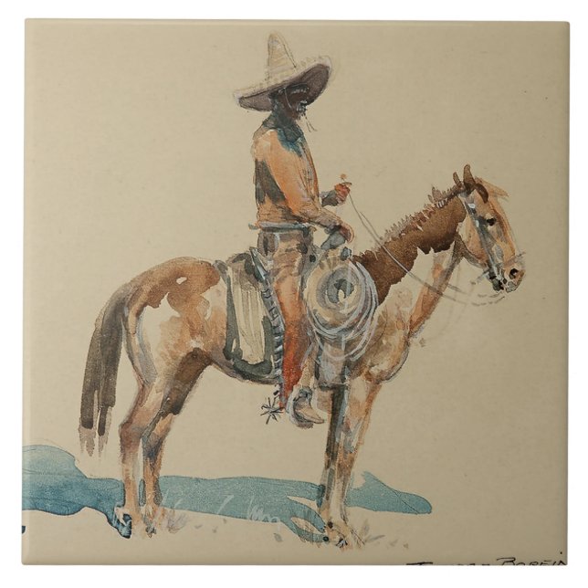 "Vaquero" Western Art av Edward Borein Kakelplatta (Framsidan)