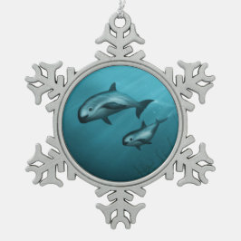 Vaquita Porpoises Snöflinga Pewter Julgransprydnad