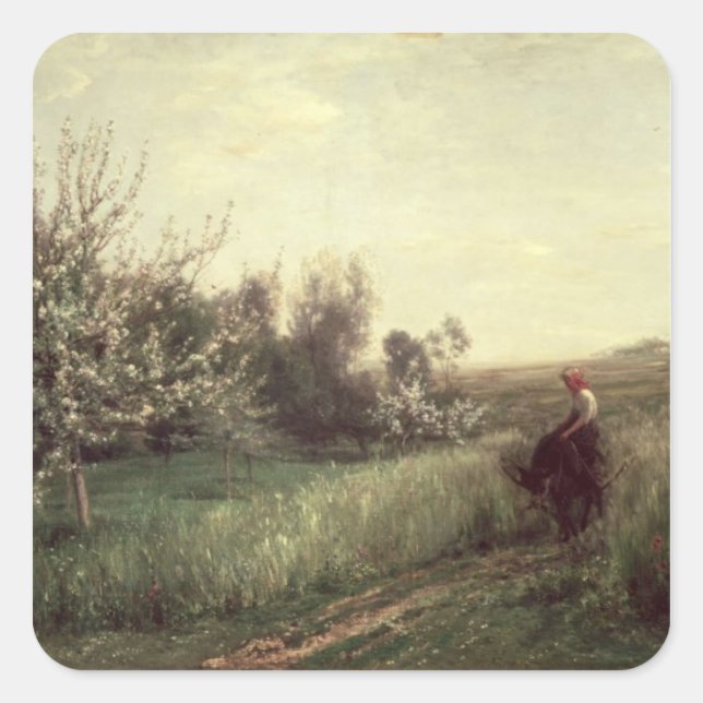 Vår, 1857 fyrkantigt klistermärke (Framsida)
