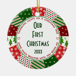 Vår 1st första att gifta sig jul julgransprydnad keramik