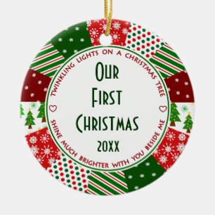 Vår 1st första att gifta sig jul julgransprydnad keramik