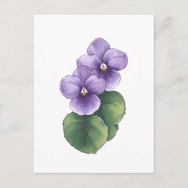Vår 26 blommor, lina teckning, minimalistisk gåva vykort (Framsida)