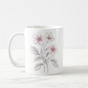 Vår 36 blommor, lina teckning, minimalistisk gåva kaffemugg