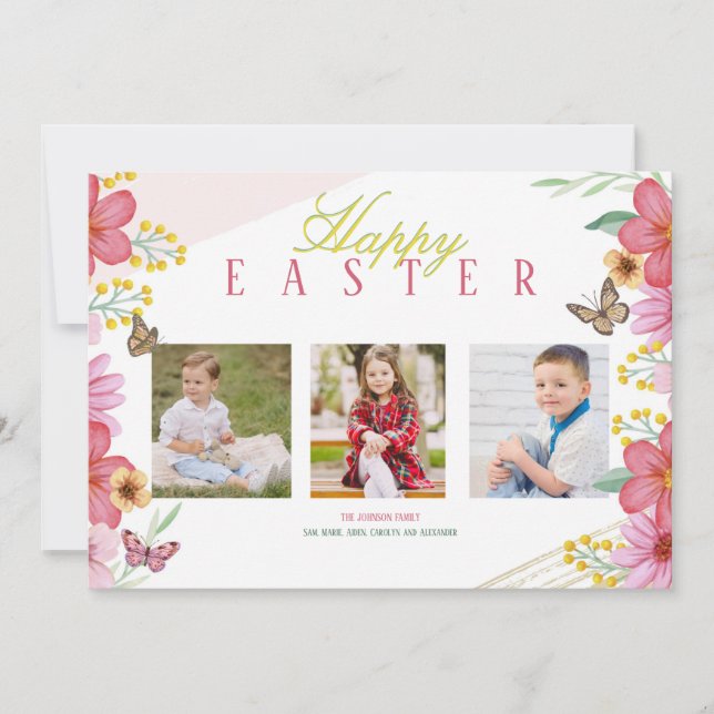 Vår 3-fotohälsningskort julkort (Framsida)