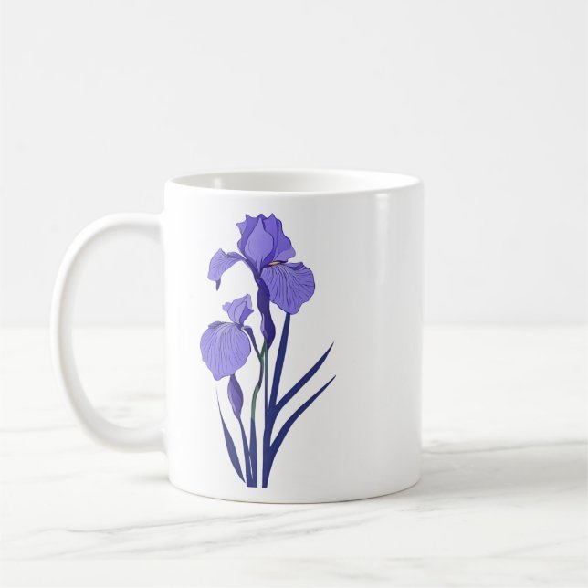 Vår 42 blommor, lina teckning, minimalist, gåva kaffemugg (Vänster)