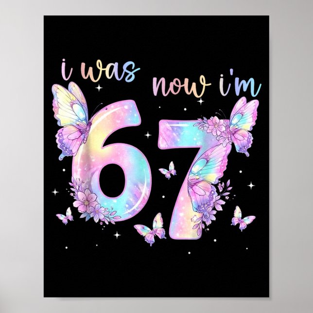 Var 6 7 födelsedagsflicka barn fjäril 7-årsdag poster (Framsidan)