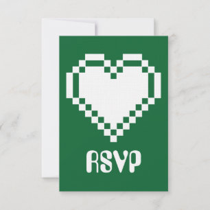 Vår 8-Bit Hjärtan i Grön RSVP-kort OSA Kort