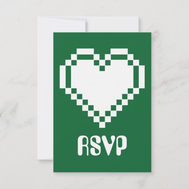 Vår 8-Bit Hjärtan i Grön RSVP-kort OSA Kort (Framsida)