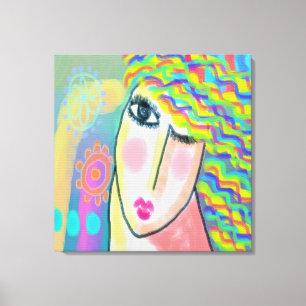 Vår Abstrakt Digital Porträtt från en kvinna Canvastryck