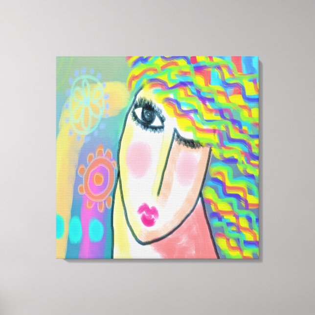 Vår Abstrakt Digital Porträtt från en kvinna Canvastryck (Framsida)