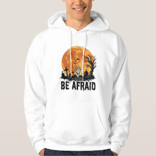 Var Afraid Vintage Halloween Kyrkogård Vektor Desi Hoodie