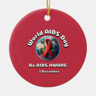 Var AIDS Medveten. Världsdagen i AIDS. Julgransprydnad Keramik