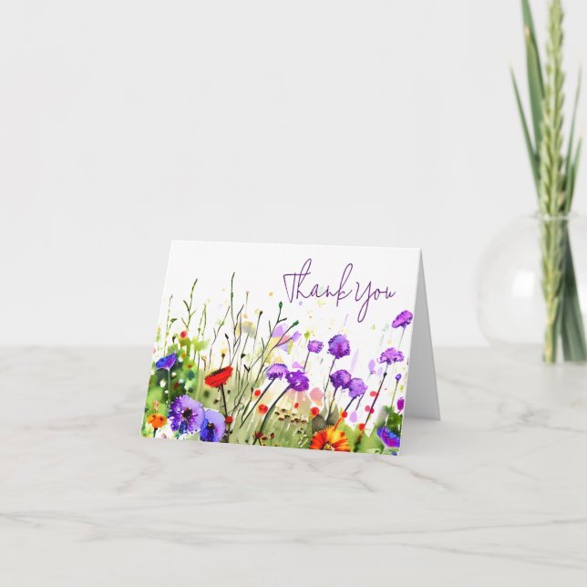 Vår akvarell vilda blommor anpassningsbara kort (Framsida)
