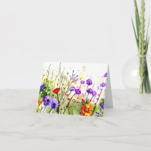Vår akvarell vilda blommor anpassningsbara kort