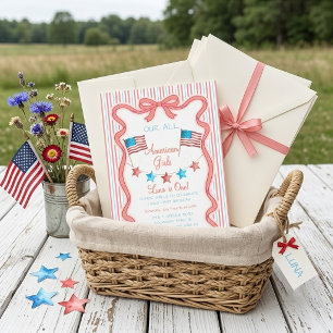 Vår All American Girl Första Födelsedag Patriotisk Inbjudningar