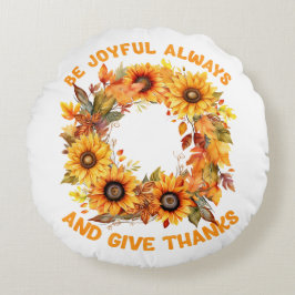 Var Alltid Glad – Höstkrans Thanksgiving Rund Kudde
