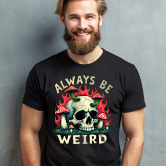 Var alltid Konstig Skull Retro Mushroom Psychedel T Shirt