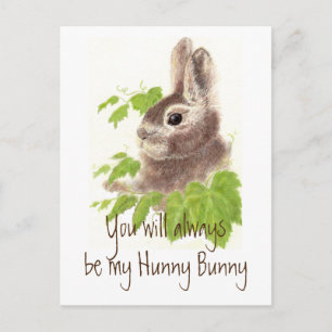 Var alltid min Hunny Bunny Rabbit, Glass Vykort