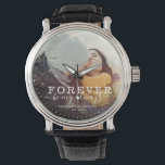 Var alltid mitt Kärlek Bröllop-fotoskript Armbandsur<br><div class="desc">Modern fotoklocka i chicen med handskript och modern typografi som lyder:" Var alltid min "vid sidan av dina egna namn och bröllop-datum. Anpassa med ditt favoritfoto och din favoritinformation. Underbar gåva till nyfödda eller Valentindagen!</div>