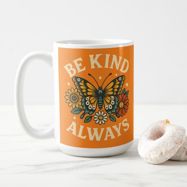 Var alltid snäll och fjäril-design kaffemugg (Med munk)