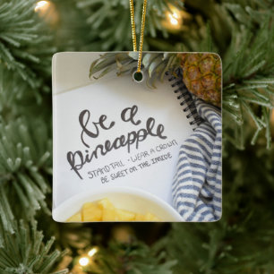 Var ananas julgransprydnad keramik