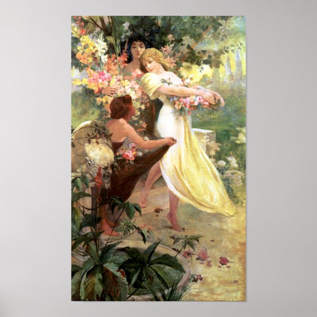 Vår-anda av Mucha Fine Art Print Poster (Framsidan)