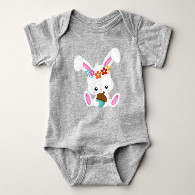 Vår Animals, Cute Bunny, Little Bunny, Flowers T Shirt (Framsida)