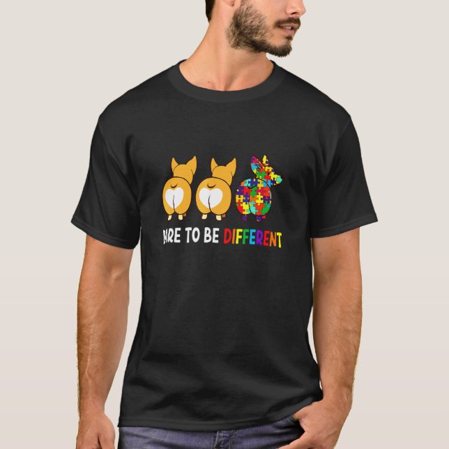 Var annorlunda Autism Awareness Corgi T Shirt (Framsida)