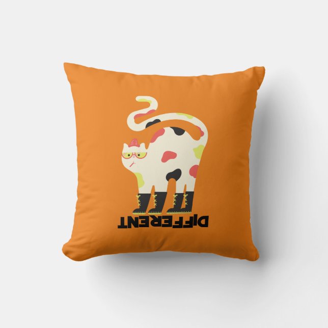 Var annorlunda, rolig funky-kattdesign kudde (Framsida)