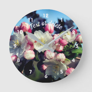 Vår Apple Flower Blommar Personlig Rund Klocka